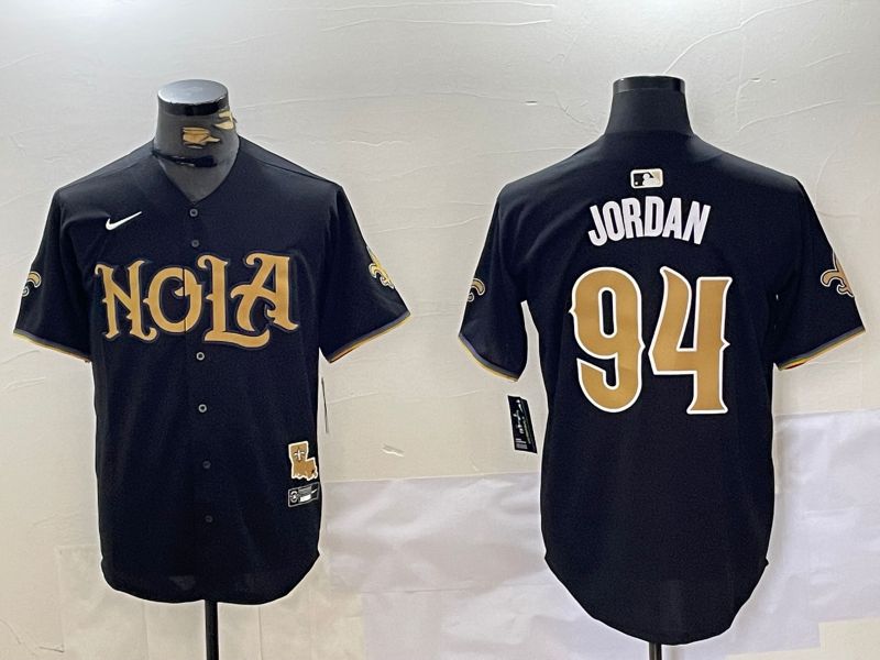 Men New Orleans Saints #94 Jordan Black Joint Name 2024 Nike Limited NFL Jersey style 1
